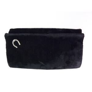 Vintage Black Velour Lucky Horseshoe Clutch Evening Pag Purse